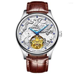 Wristwatches AILANG 2023 Fashion Leather Strap Mens Watches Top Skeleton Automatic Casual Sport Tourbillo Men's Wrist Watch