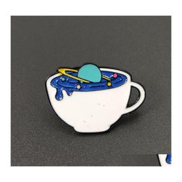 Pins Brooches Cup Galactic Planet Blue White Beautif Special Enamel Cartoon Brooch Creative Lapels Denim Badges Gifts Pins 1880 T2 Dhgnw