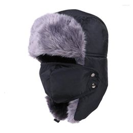 Berets Winter Plush Hat Ski Mask Thickened Ear Cap Bomber And Scarf Male Female Earmuffs Keep Warm Waterproof