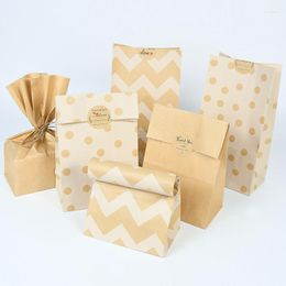 Gift Wrap 10pcs Kraft Paper Bag Biscuit Candy Snack Baking Bread Packaging Bags Wedding Birthday Party Christmas Supplies