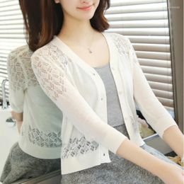 Women's Knits Autumn Summer Cardigan Women Lace Hollow Out Shawl Teenager Girls Knitted Sweater Female Cardigans Thin Coat Ladies Tops