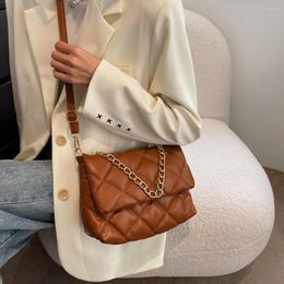 Evening Bags Women PU Leather Diamond Lattice Space Padded Shoulder Bag Chain Flap Quilted Designer Handbag Crossbody Blown Tote Purse