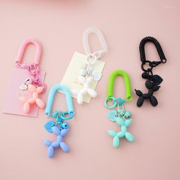 Keychains Car Keychain Cute Balloon Puppy Heart Pendant Key Chain For Women Student Bag Kawaii Couple Jewellery Gifts 2023