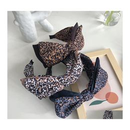 Headbands Fashion Womens Hairband Big Bowknot Bohemia Leopard Headband Adt Center Knot Headwear Girls Hair Accessories Drop Delivery Dhzij