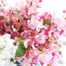 Decorative Flowers 52.5CM Artificial Cherry Spring Plum Peach Blossom Branch Silk Flower Home Wedding Garden Decoration