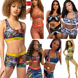 Women Tracksuits Designer Swimsuit Slim Sexy Printed Set 2 Piece Bikini Vest And Shorts Swimwear Swimming Suit Beachwear