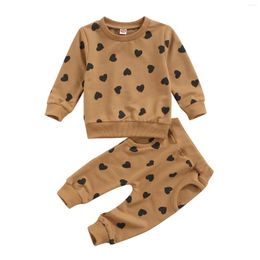 Clothing Sets Lioraitiin 0-3Years Toddler Baby Boy Girl Hoodie Set Heart Print Long Sleeve Pullover With Pants 2Pcs Fashion