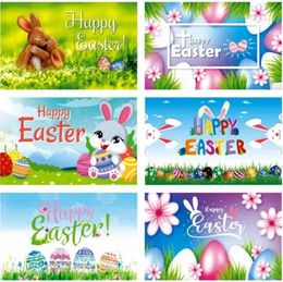 Happy Easter Flag 3x5 Ft Bunny Rabbit Gnomes Eggs Flowers Spring Party Supplies Yard Sign Backdrop Wall Decor bb0129