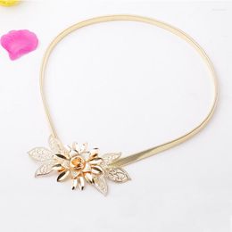 Belts Ladies Golden Flower Belt Female Luxury Waist Chain Cinch Decorated Fashion Design Solid For Women