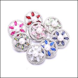 Arts And Crafts Flower Shape Crystal Snap Button Clasps Jewellery Findings Rhinestone 18Mm Metal Snaps Buttons Diy Necklace Bracelet J Dhxrv