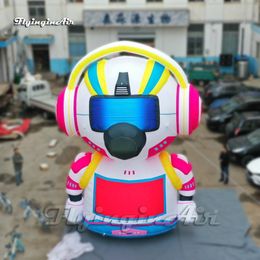 Artistic Large Inflatable DJ Model Colourful Airblown Half Robot Balloon With Headphone For Carnival Stage Decoration