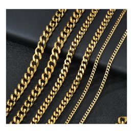 Chains M 5Mm 7Mm Stainless Steel Cuban Link For Women Men 18K Gold Plated Titanium Choker Necklace Fashion Jewellery Drop Delivery Nec Ot8Vt