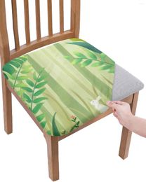 Chair Covers Forest Green Plant Leaves Seat Cushion Stretch Dining Cover Slipcovers For Home El Banquet Living Room