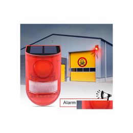 Solar Street Light Alarm Lamp 110Db Warning Sound 6Led Red Ip65 Waterproof Motion Sensor Caution Lights For Warehouse Secret Place W Otal2