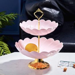 Plates Creative Serving Tray Two-layer Fruit Plate High-end European Snack Rack Living Room Dish Candy Storage Holder