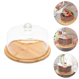 Baking Tools Cake Dome Cover Stand Withdisplay Dessert Plateplatter Lid Wood Server Cupcake Cloche Wooden Serving Tray Cheese Holder Clear
