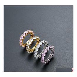 Band Rings Hip Hop Wedding Engagement Ring For Women Shiny Bling Rhinestone Fashion Jewellery Q313Fz Drop Delivery Dhcry