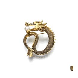 Pins Broches Pin Insignia Retro europeo y americano Superios Highend Suits Brooch Jewelry Alloy Dragon Tótem Drop entrega dhdmx