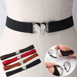 Belts Fashion Canvas Women Multicolor Adjustable Elastic Waist With Metal Heart Shape Buckle Uniform Dress Decorations