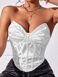 Women's Tanks Wsevypo Chic Bowknot Strapless Corsets Crop Tops For Women Summer Sleeveless Low Cut Bustiers Tube Casual Vest