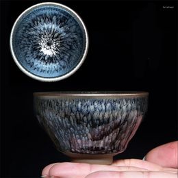 Cups Saucers Ceramic Handmade Jianzhan Temmoku Glaze Pu'er Tea Cup Creative Porcelain Small Bowl Office Vintage Water Drinkware
