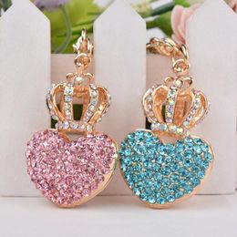 Keychains Bling Crystal Crown Heart Lovers Beautiful Keyring KeychainKeychains Fier22