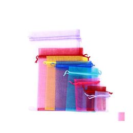 Jewellery Pouches Bags Mtifunction Dstring Organza Pouches Packaging Display For Diy Wedding Gift Beads Drop Delivery Otsjv