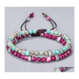 Charm Bracelets Rainbow Beads Bracelet Handmade Beaded Boho Adjustable String Rope Woven For Women Men Jewellery Gift Q523Fz Drop Deliv Dhakl