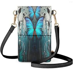 Evening Bags FORUDESIGNS Lifelike Butterflies Mobile Phone Bag Women's Shoulder Original Butterfly Art Design Cosmetic Handbag Ladies