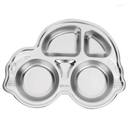 Plates Eco-friendly Dinnerware Kitchen Tool 304 Stainless Steel Divided Plate Cartoon Shape Lunch Dinner Tray For Kids