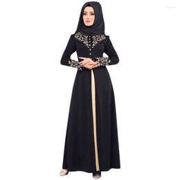 Ethnic Clothing Wepbel Long Sleeve Abaya Robe Islam Dress Muslim Women Bronzing Patchwork Slim Fit Elegant Caftan