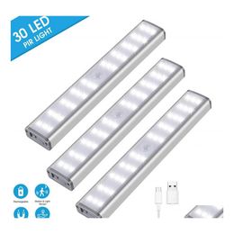 Night Lights 30 Led Rechargeable Closet Light Dimmable Wireless Motion Sensor Under Cabinet Lighting Usb Drop Delivery Indoor Otwc7