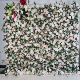 Decorative Flowers SPR Factory Price Custom Wedding Backdrop Panel Roll Up Artificial Silk Flower Wall