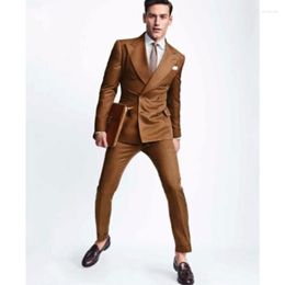 Men's Suits Fashion Tailor Made Brown Men Slim Fit 2 Piece Groom Tuxedo Custom Blazer Prom Wedding Terno Masculino Jacket Pant
