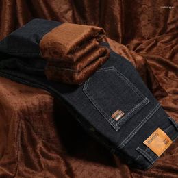 Men's Jeans IN Winter Thermal Warm Stretch Mens High Quality Brand Fleece Pants Men Straight Trousers Jean
