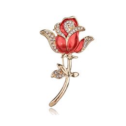 Pins Brooches Elegant Rose Flower Brooch Pin Fashion Rhinestone For Women Birthday Gift Jewelry Accessories 2265 T2 Drop Delivery Dhzft