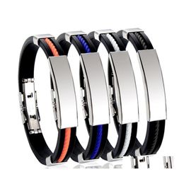 Charm Bracelets Fashion Jewellery Sile Bracelet Bangle Mens Pu Leather Titanium Steel Bangles Q286Fz Drop Delivery Dhsfu