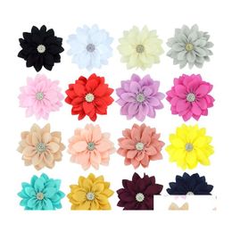 Headbands 9Cm Born Lotus Leaf Flowers With Rhinestone Artificial Fabric Flower For Hair Clips Diy Accessories Only Drop Delivery Jewe Dhqnm