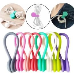 Magnetic Twist Cable Ties Silicone Cable Holder Clips Cord Wrap Strong Holding Stuff Cables Organiser For Home Office Use