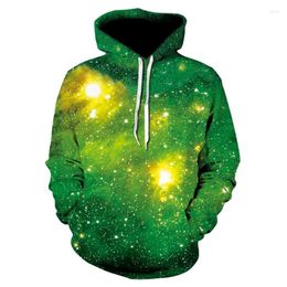 Men's Hoodies Green Clothing Men Hoodie Universe Galaxy 3D Patch Pocket Hooded Outwear Harajuku Moletom Sweatwear Unisex Pullover Hoody