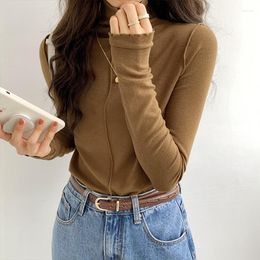 Women's T Shirts Basic Turtleneck Autumn Winter Women T-shirts Fashion Ladies Long Sleeve Slim Shirt Female Casual Solid Colour Tops