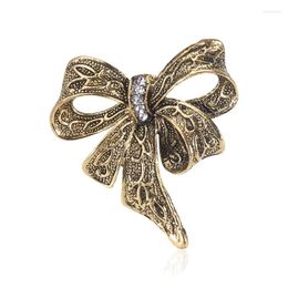 Brooches High-Grade Rhinestone Bow For Women Metal Large Bowknot Lapel Pin Vintage Fashion Jewelry Clothing Accessories