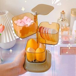 Storage Boxes Durable Makeup Sponge Box Shatterproof Container Multi-layers Smooth Surface Cotton Pad Holder Transparent