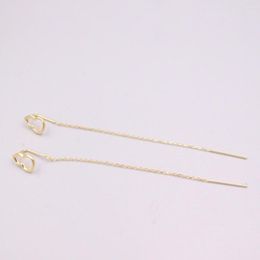 Dangle Earrings Pure 18K Yellow Gold Women Gift Hollow Gourd O Link Chain / 1g