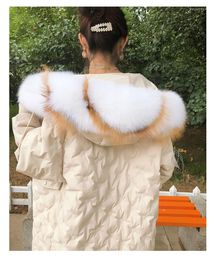 Scarves MS.Minshu Natural Fur Collar For Hood Big Size Dense Genuine Skin Design Real