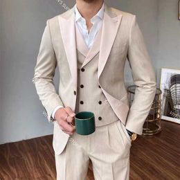 Men's Suits & Blazers Khaki Suit Tailor-Made Fashion Style Jackets Pants Blazer Latest Coat Design Formal Business Costume Homme C