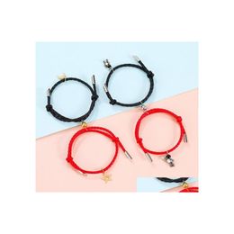 Charm Bracelets Rainbow Pendant Couple Magnetic Set Mutual Attraction Rope Braided Bracelet Friend Jewellery Gift Q119Fz Drop Delivery Dheny