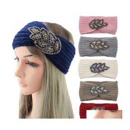Headbands Winter Keep Warm Knitting Headband Womens Woolen Yarn Hairband Outdoors Sports Headwear Hand Woven Yoga Head Band Party Fa Dh6Kc