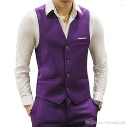 Men's Suits Custom Made Formal Purple Men Notched Lapel Blazer Wedding Slim Fit Tuxedos Evening Party 3 Piece (Jacket Pants Vest)