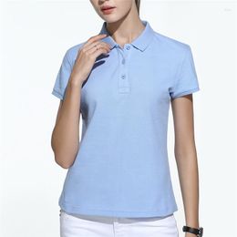 Women's Polos Solid Color Cotton Summer Women T-Short-Sleeved Polo Shirt Ladies Turndown Collar Tees Business Work Commute Tops Wholesale